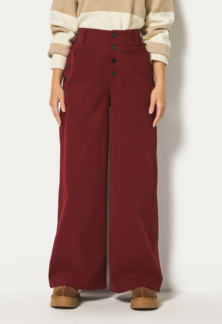 Hope High Waist Wide Leg Trousers Burgundy