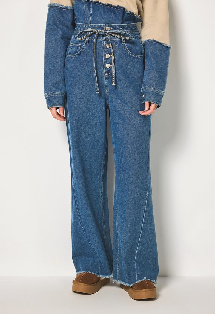 Hope Belted Denim Jeans Denim Blue