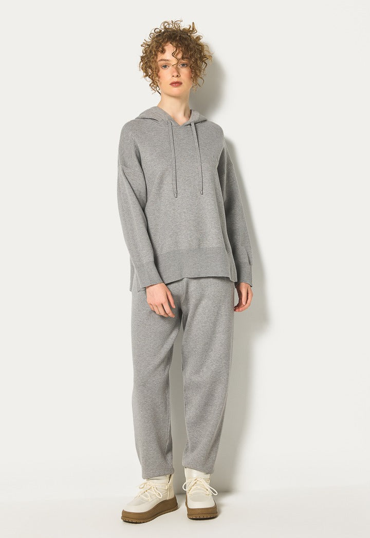 Hope Solid Knitted Hoodie Grey Melange