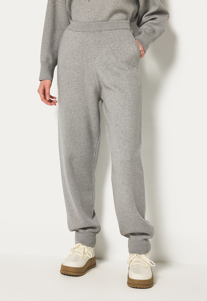 Hope Solid Knitted Sweatpants Grey Melange