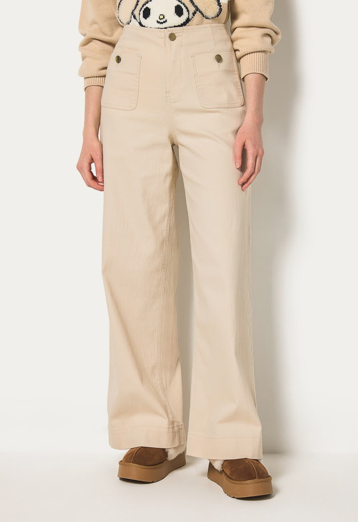 Hope Buttoned High Waist Trousers Beige