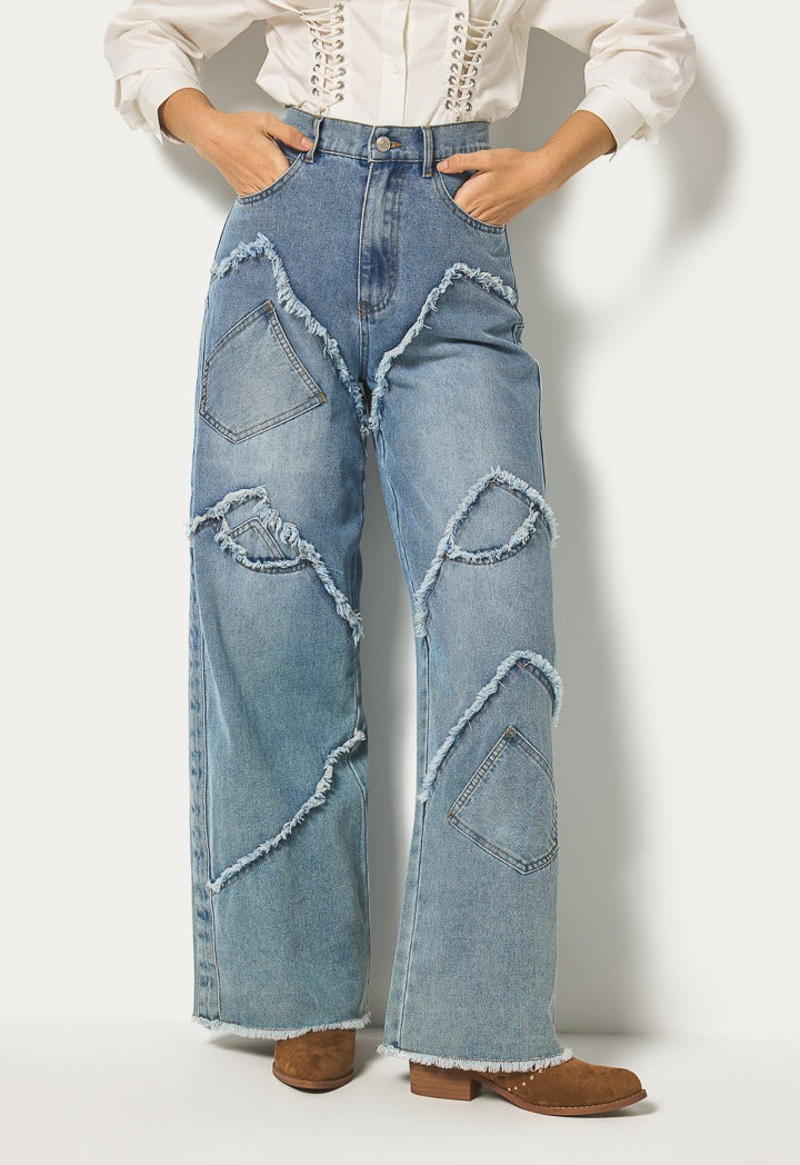 Hope Frayed Detailed Jeans Denim Blue