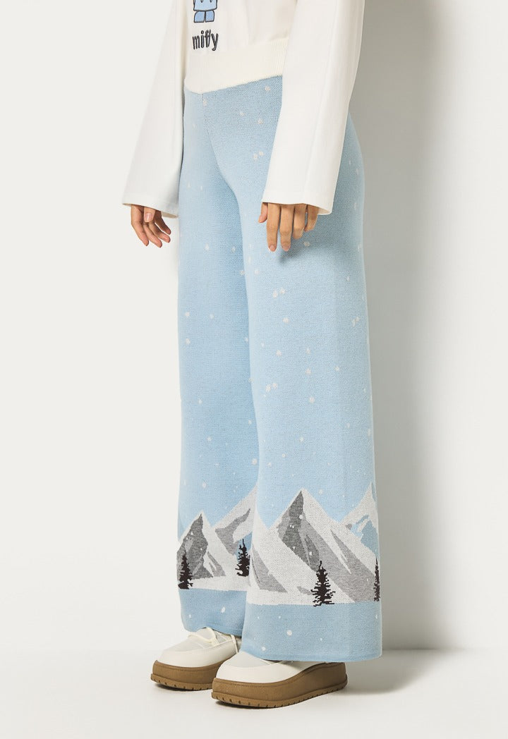 Hope Knitted Wide Legs Trouser Light Blue