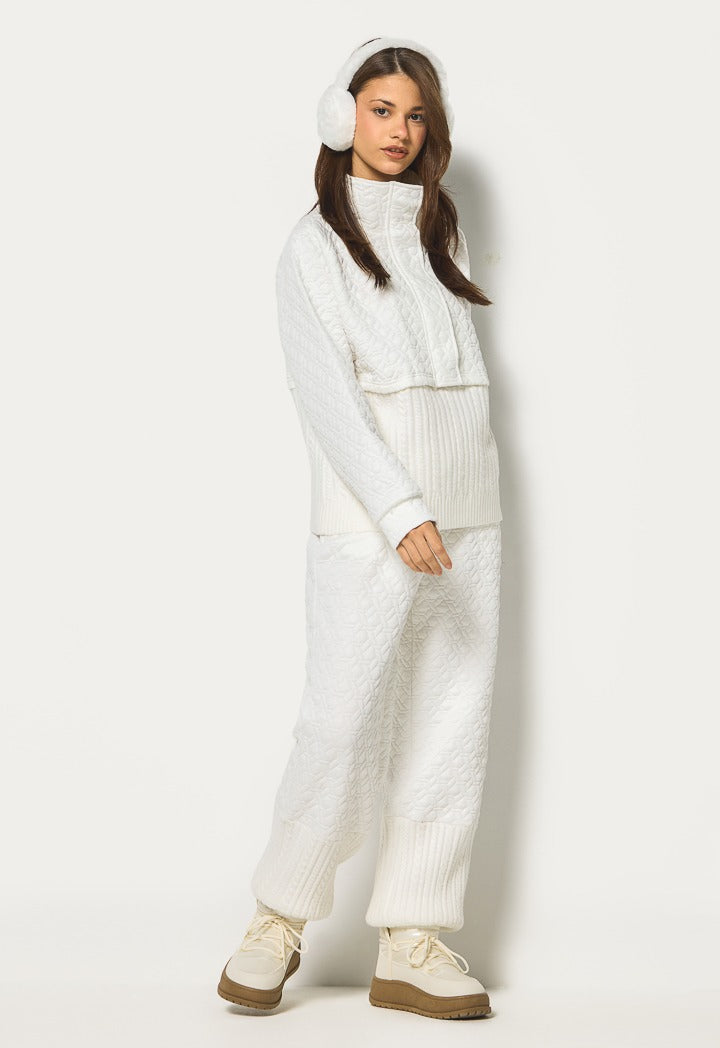 Hope High Neck Quilted Sweatshirt Off White