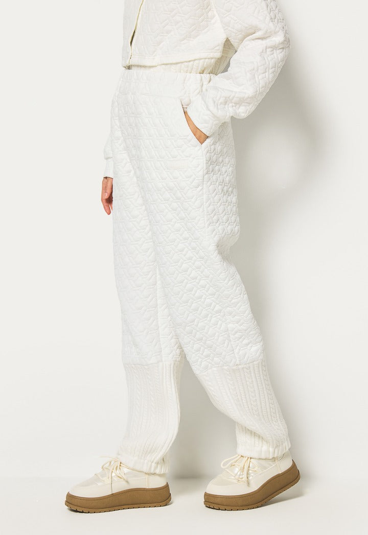 Hope Quilted Elastic Hems Trouser Off White