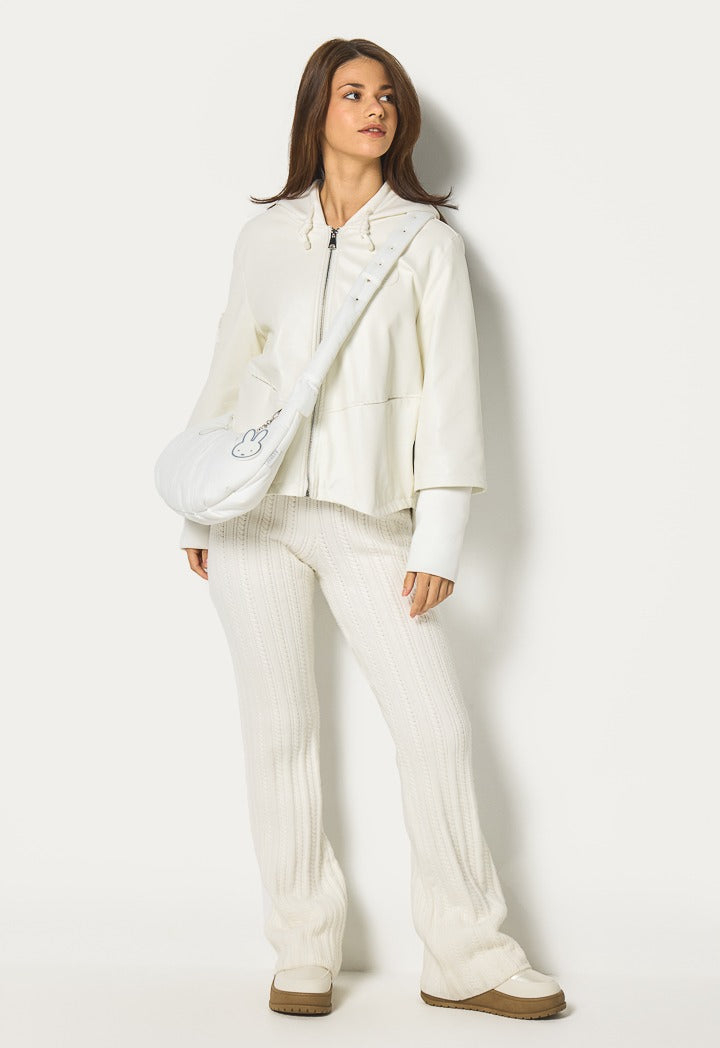 Hope Solid Pu Leather Jacket Off White