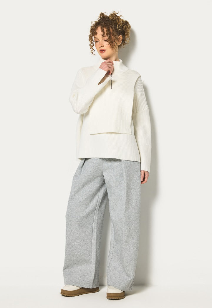 Hope High Neck Ribbed Jumper Off White