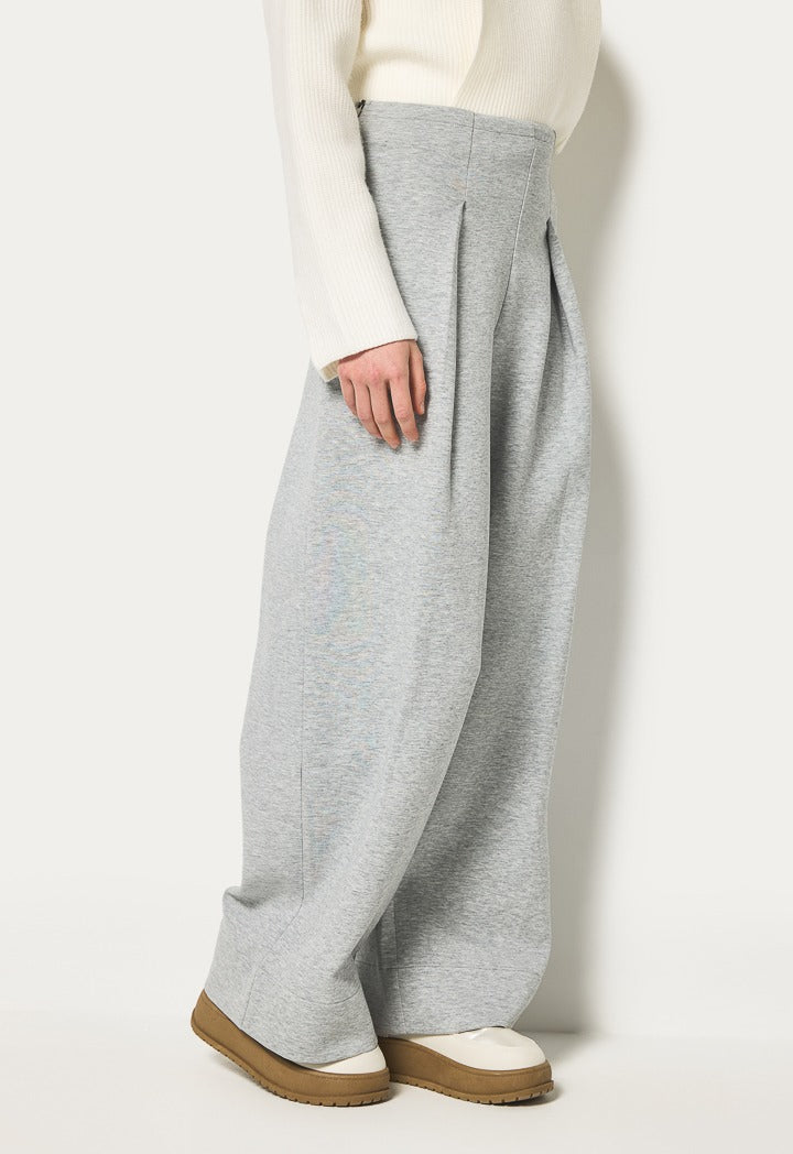 Hope Wide Legs Pleated Trouser Grey Melange
