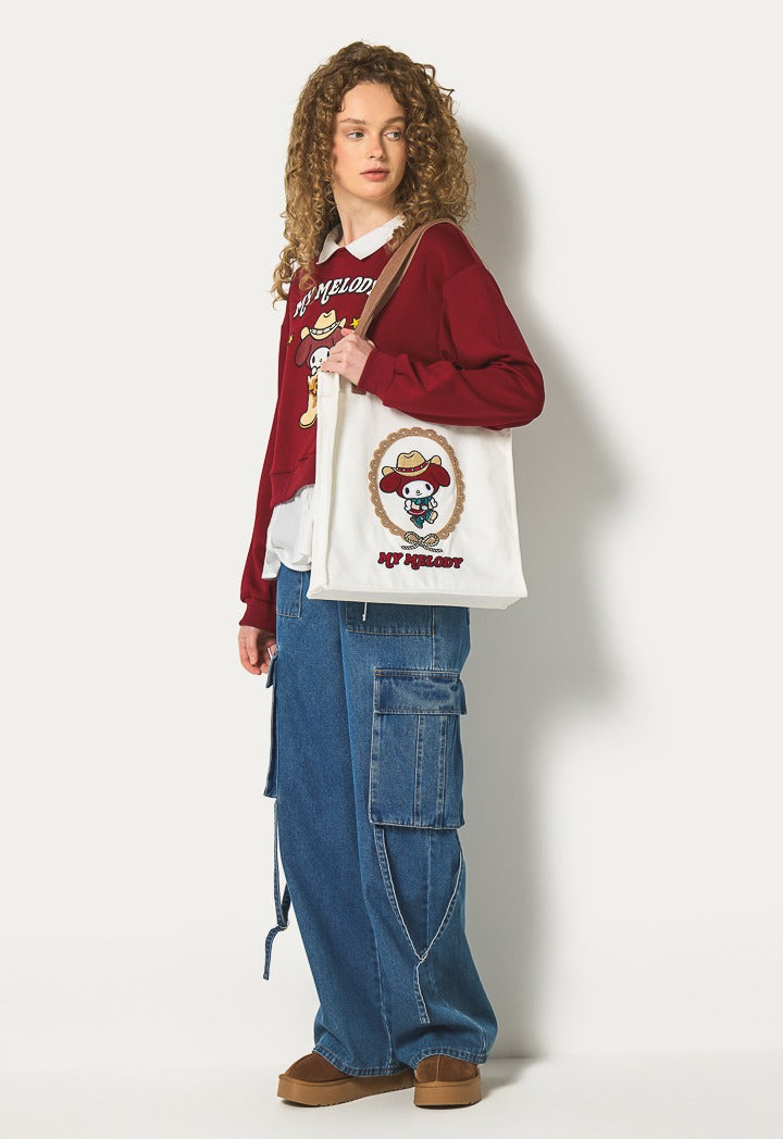 Hope My Melody Pleated Hem Sweatshirt Burgundy