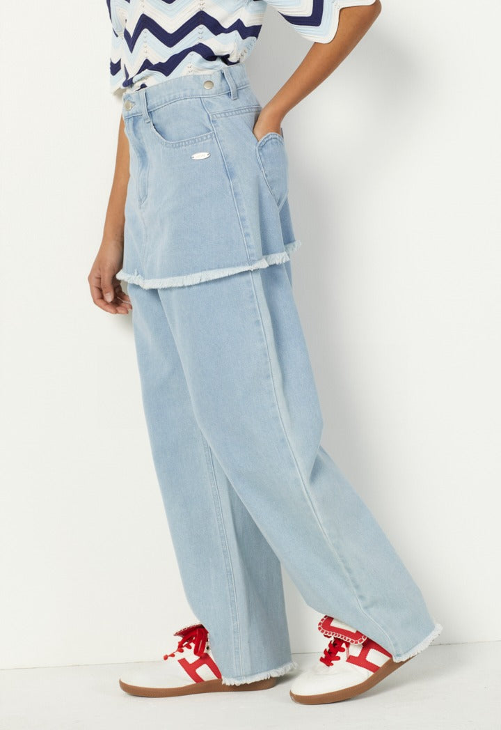 Hope Overlay Straight Leg Jeans Denim Blue