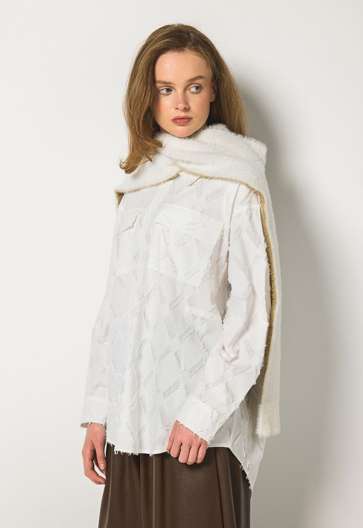 Hope Faux Fur Hooded Scarf Off White