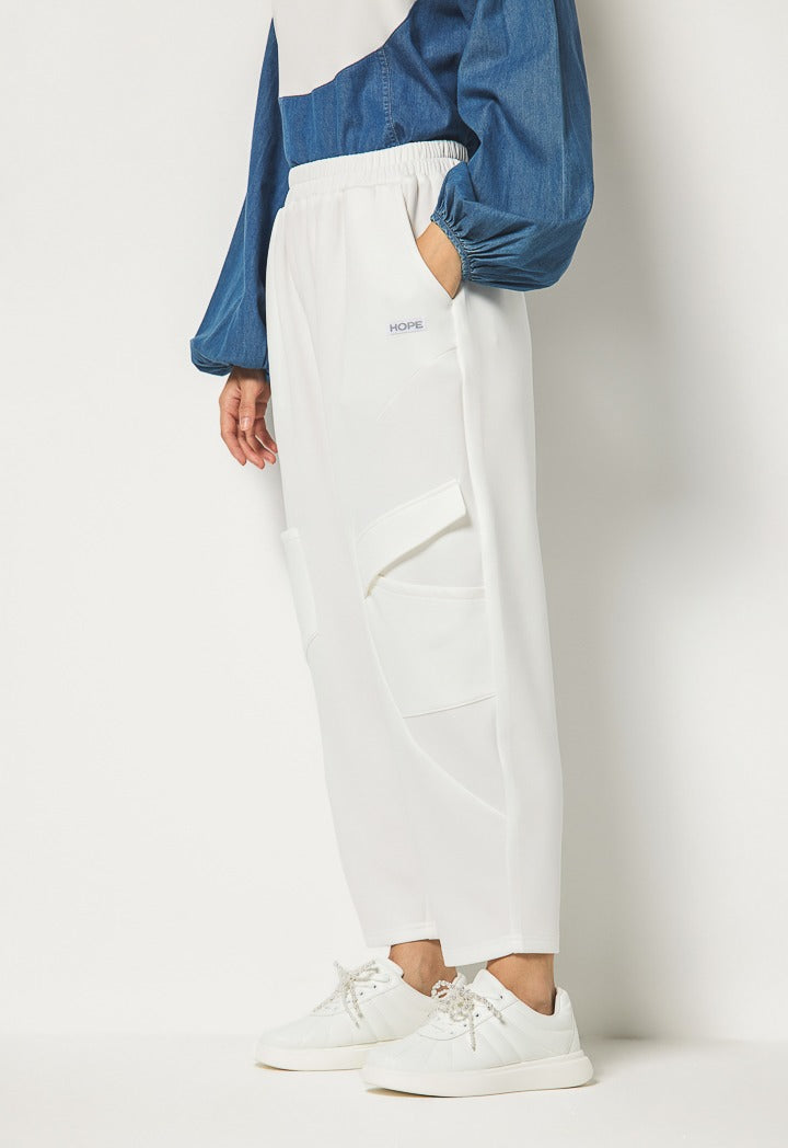 Hope Solid Cargo Sweatpants Off White
