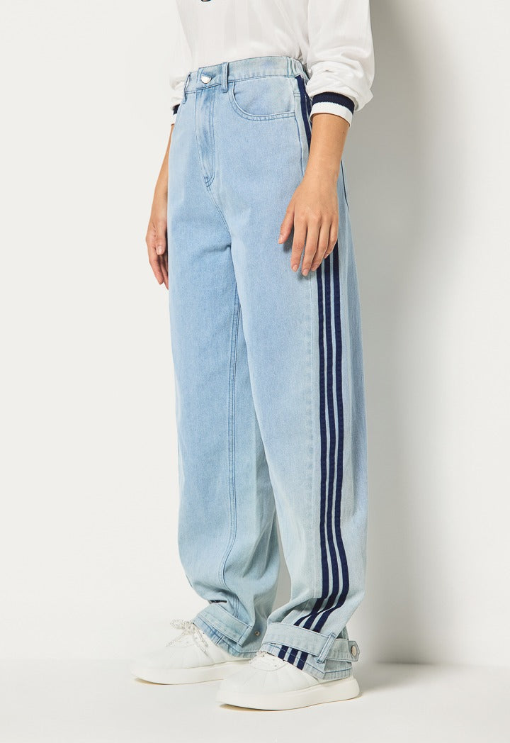 Hope Striped Sides Jeans Denim Blue