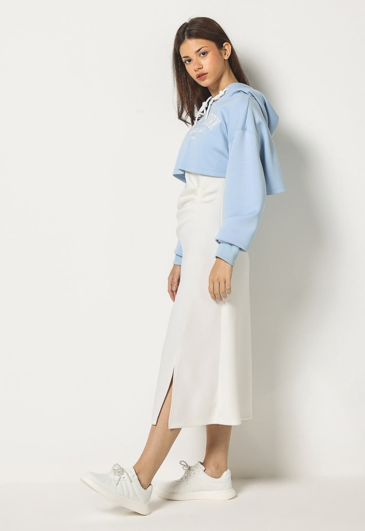 Hope Cropped Hoodie Dress Combo (2Pcs) Off White
