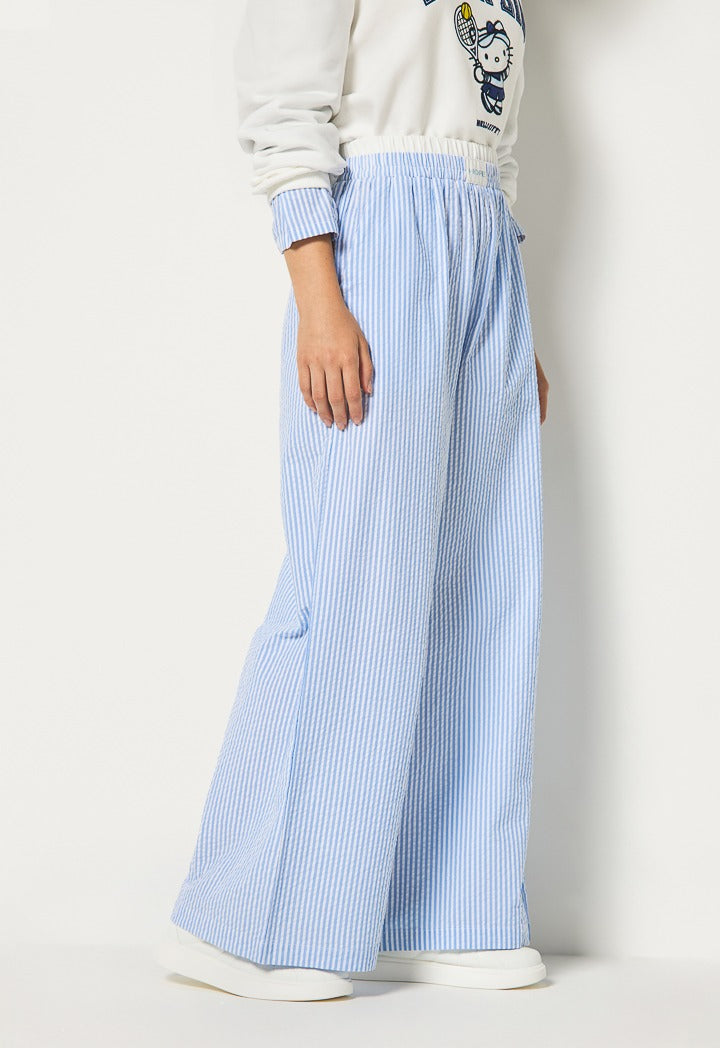 Hope Double Waist Striped Pants Light Blue