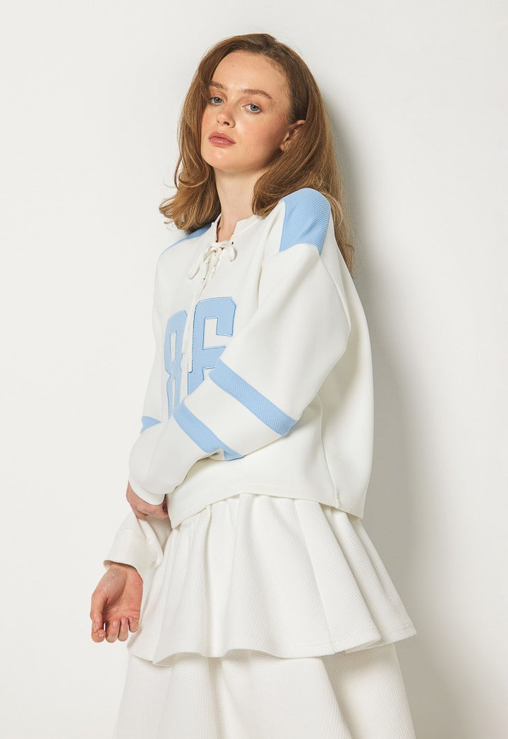 Hope Contrast Textured Sweatshirt Off White