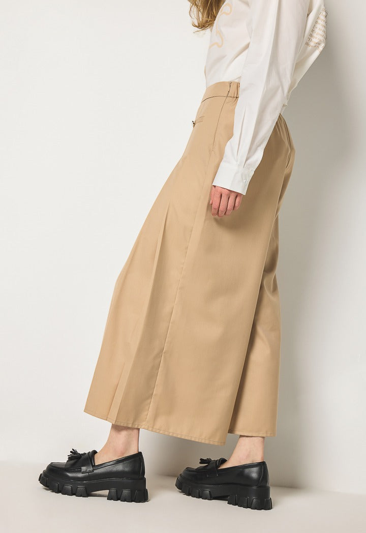 Hope Iconic Pleated Palazzo Trousers Beige