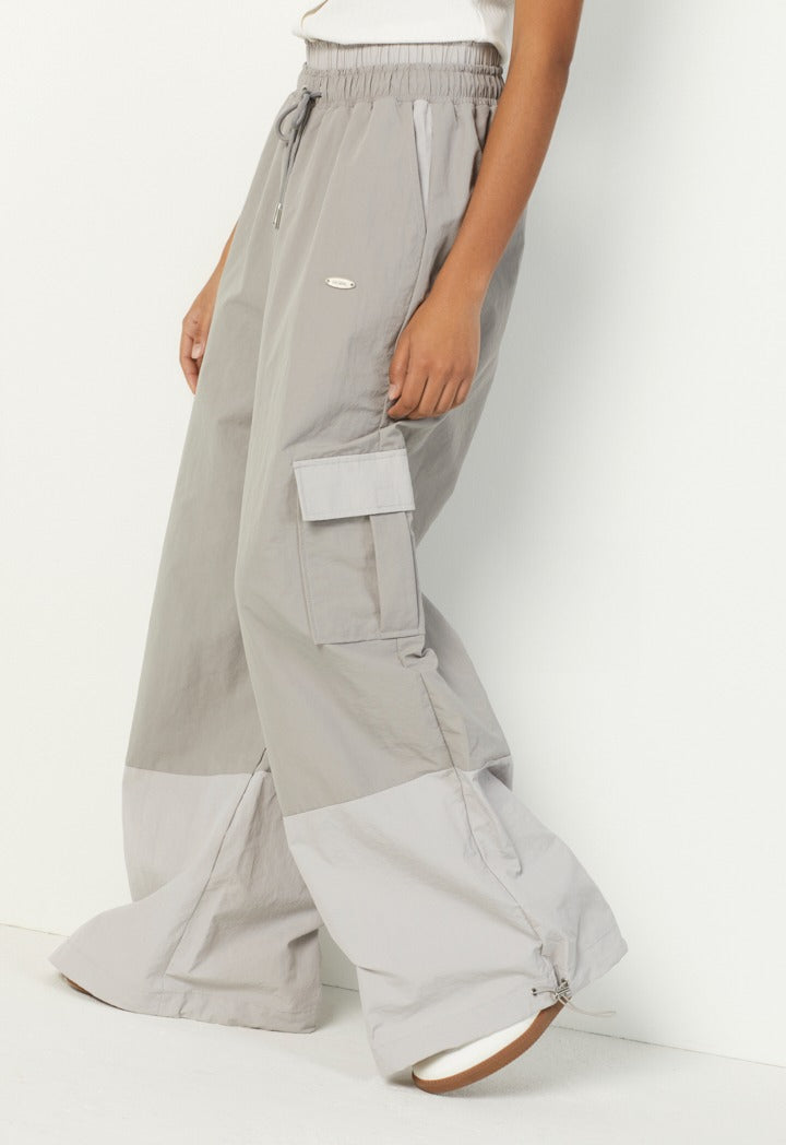 Hope Drawstring Hems Contrast Cargo Pants Grey