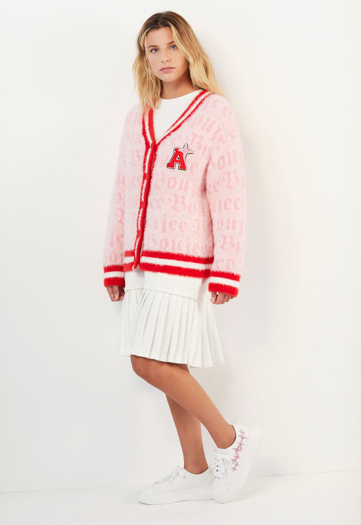 Hope Fluffy Embossed Cardigan Pink