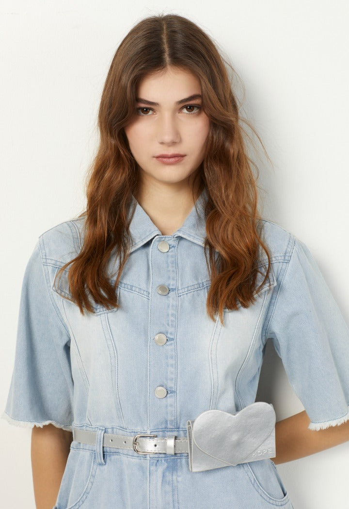 Hope Shirt Collar Denim Dress Denim Blue