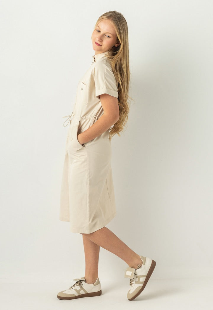 Hope Drawstring Waist Cargo Dress Beige