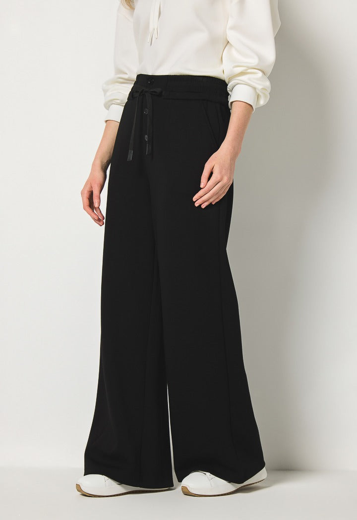 Hope Solid Wide Leg Sweatpants Black