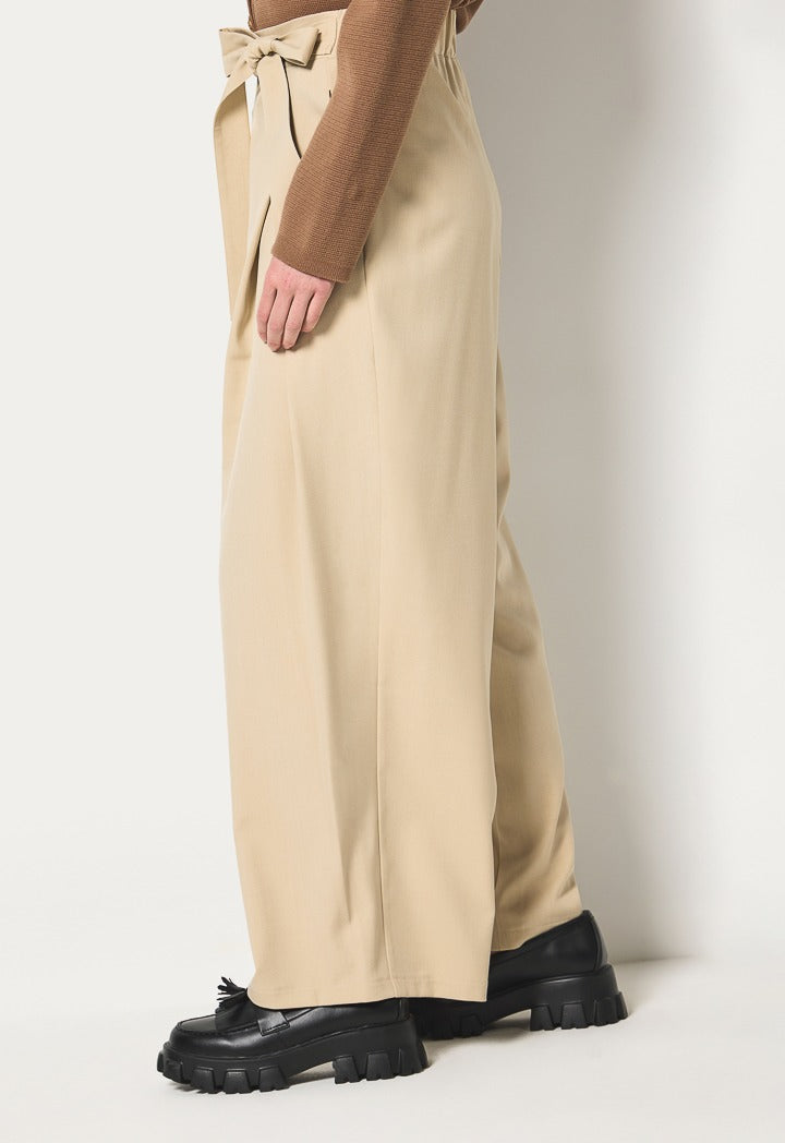 Hope Belted Wide Leg Trousers Beige