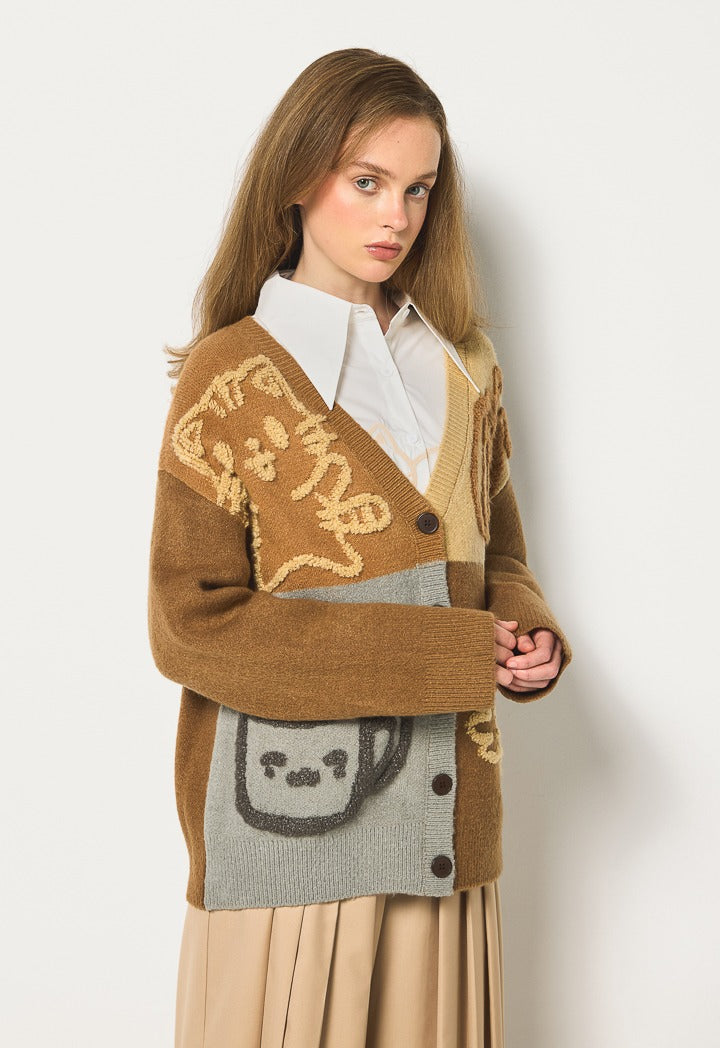 Hope Textured Shearling Cardigan Multi Color
