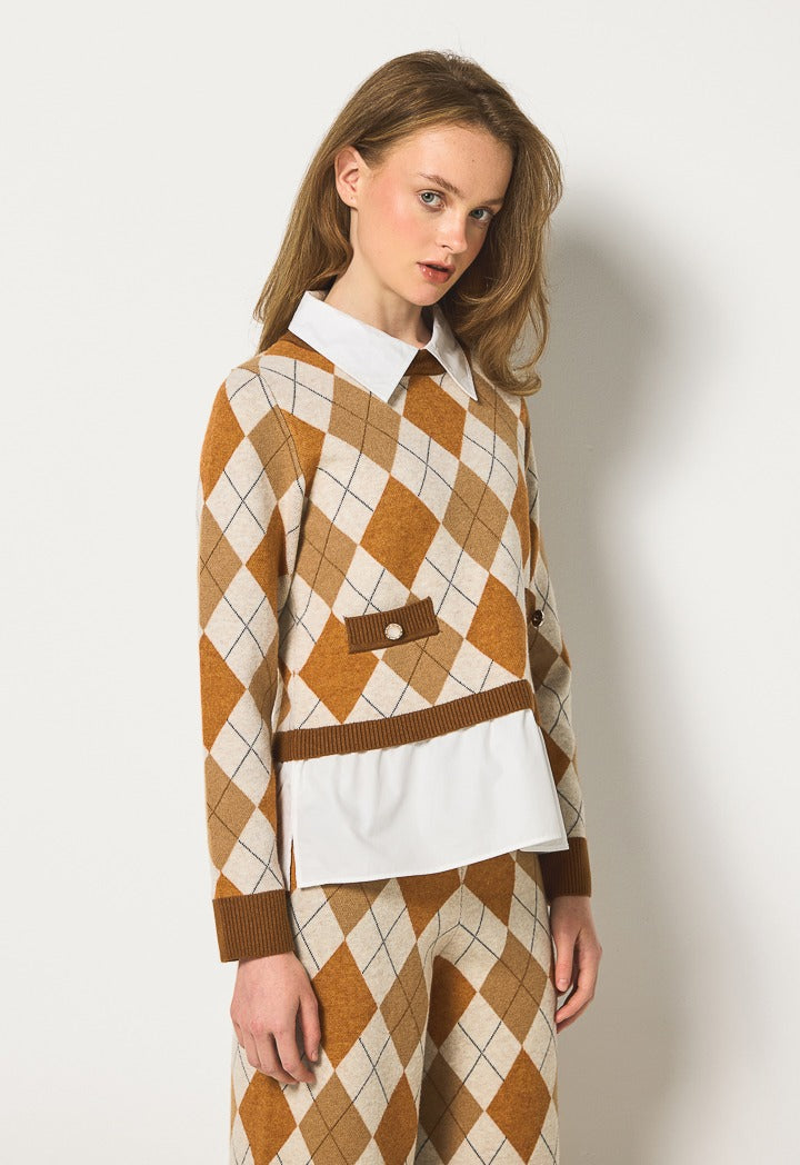 Hope Knitted Argyle Sweater  Multi Color