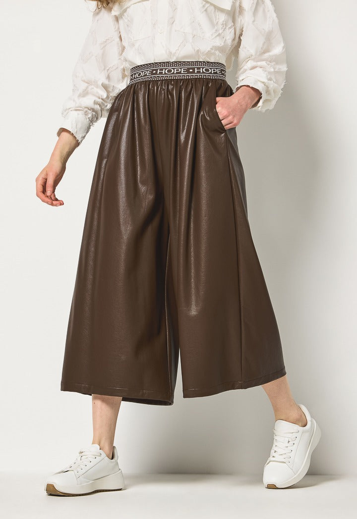 Hope Pu Leather Palazzo Trousers Brown