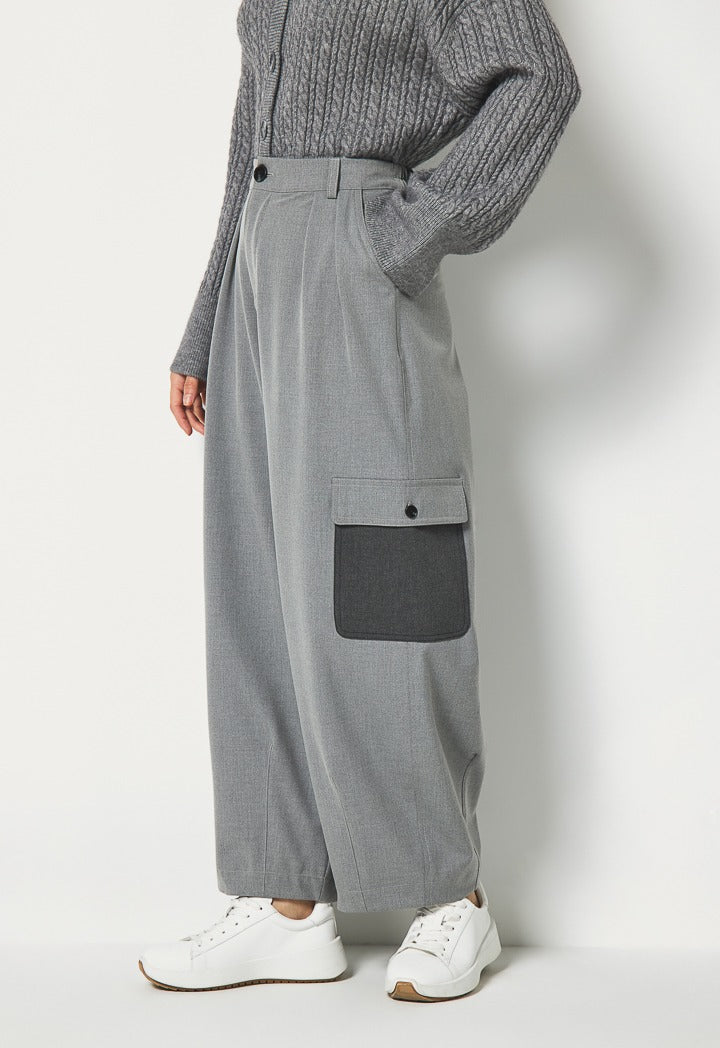 Hope Wide Leg Cargo Trousers Grey