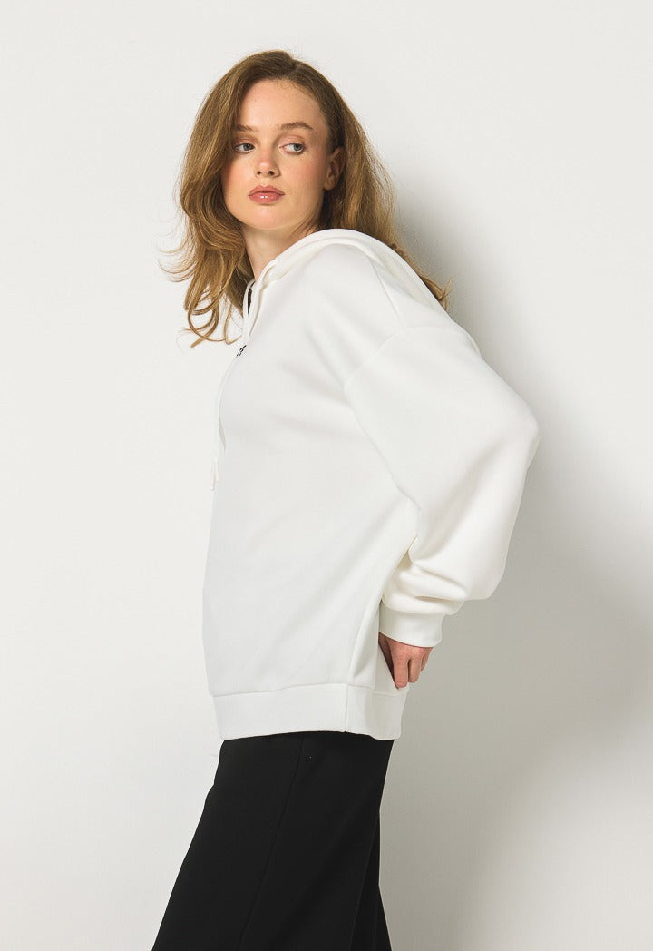 Hope Embroidered Back Hoodie Off White