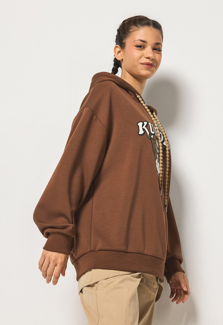 Hope Kuromi Embroidered Hoodie Brown