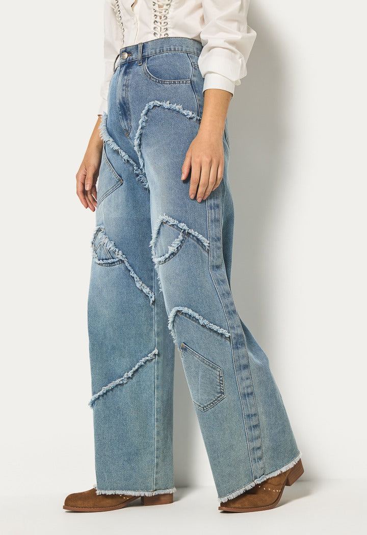 Hope Frayed Detailed Jeans Denim Blue