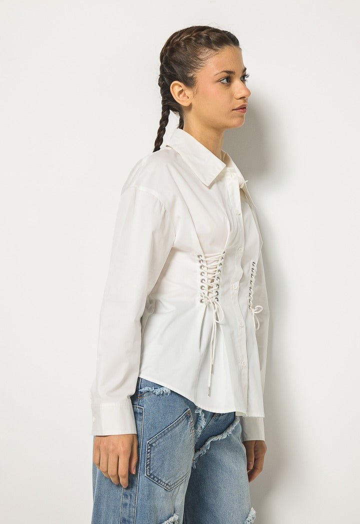 Hope Tie Corset Waist Shirt Off White