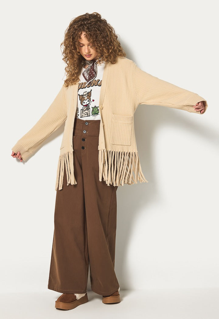 Hope High Waist Wide Leg Trousers Brown