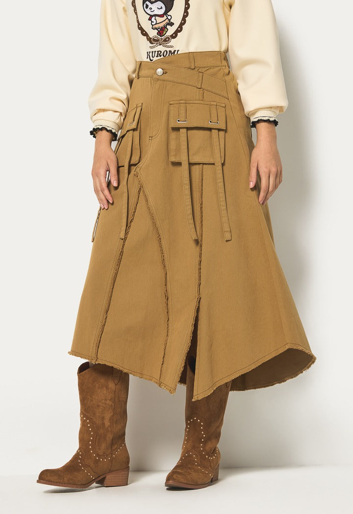 Hope Front Slit Cargo Skirt Brown