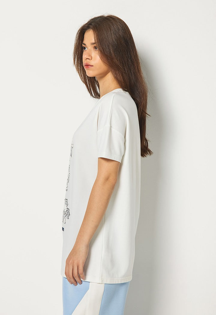 Hope Hello Kitty Embossed T Shirt Off White