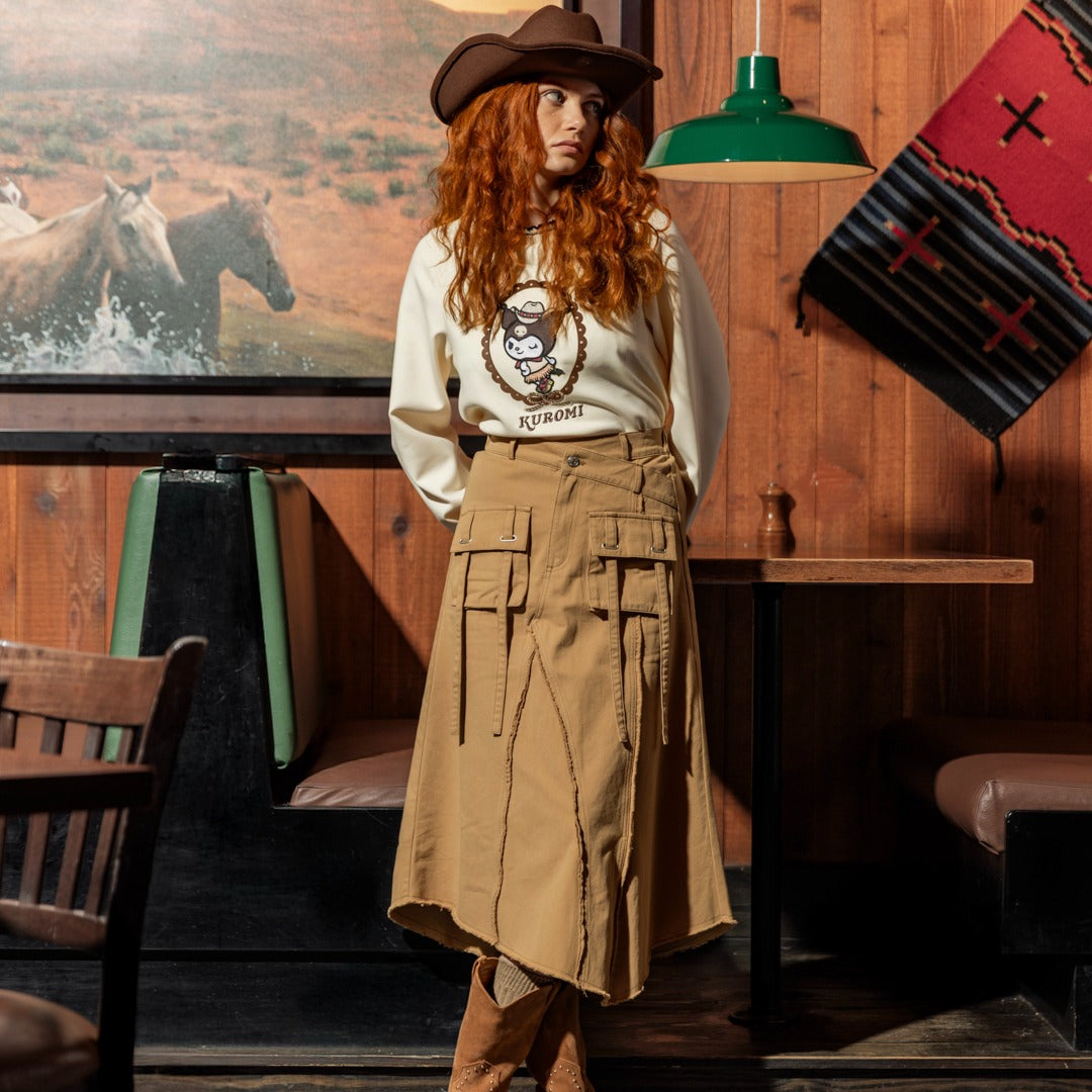 Hope Front Slit Cargo Skirt Brown