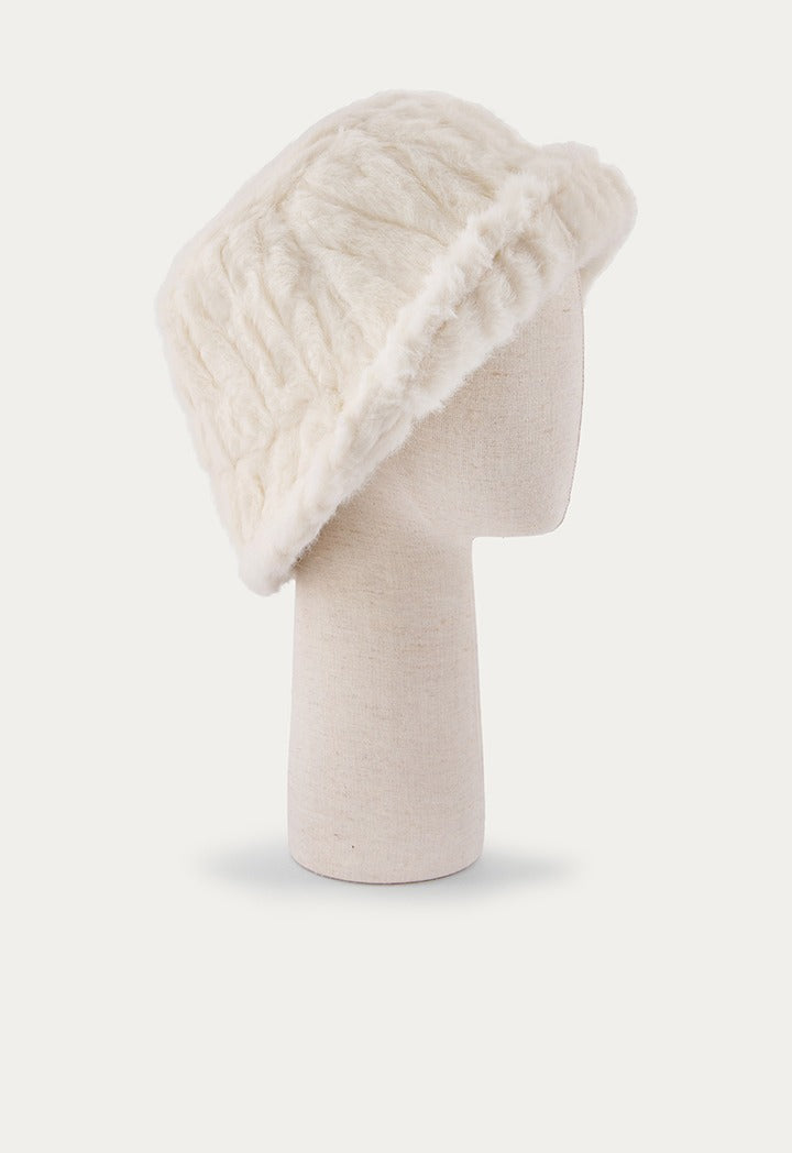 Hope Faux Fur Bucket Hat Off White