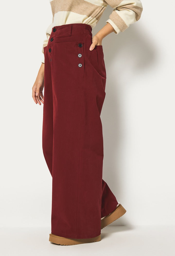 Hope High Waist Wide Leg Trousers Burgundy