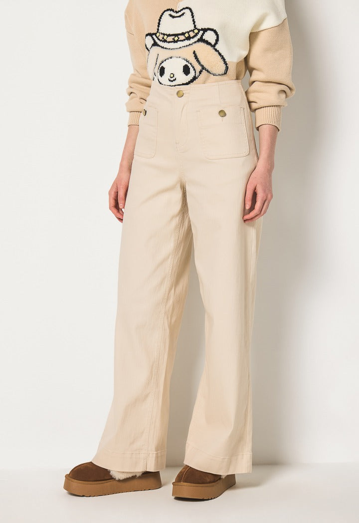 Hope Buttoned High Waist Trousers Beige