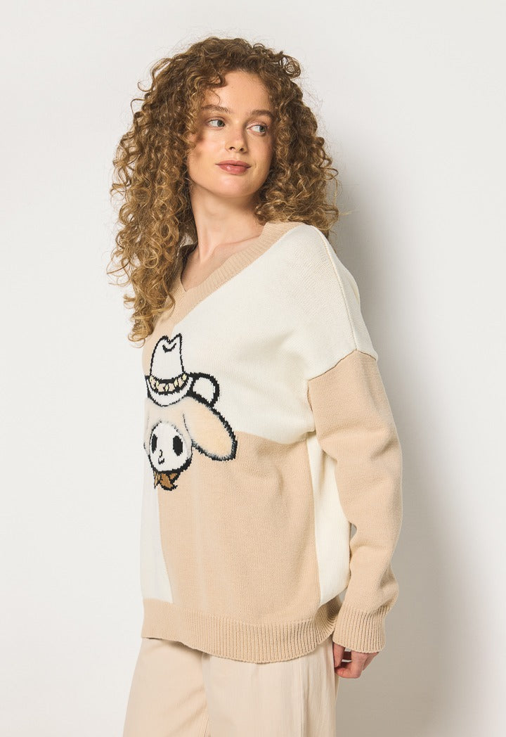 Hope My Melody Faux Fur Sweatshirt Beige