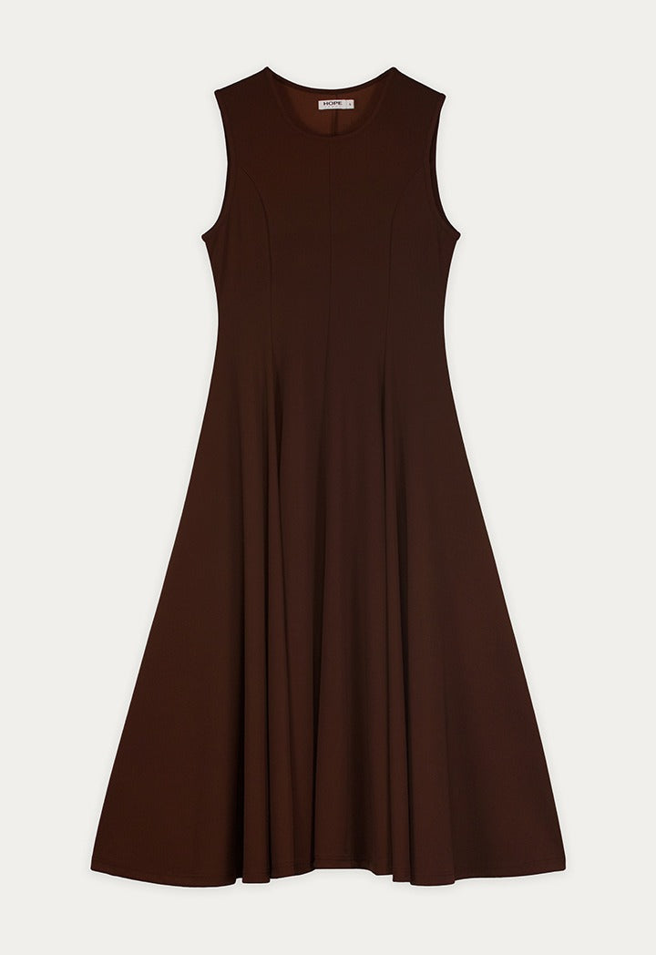 Flared Hem Solid Dress