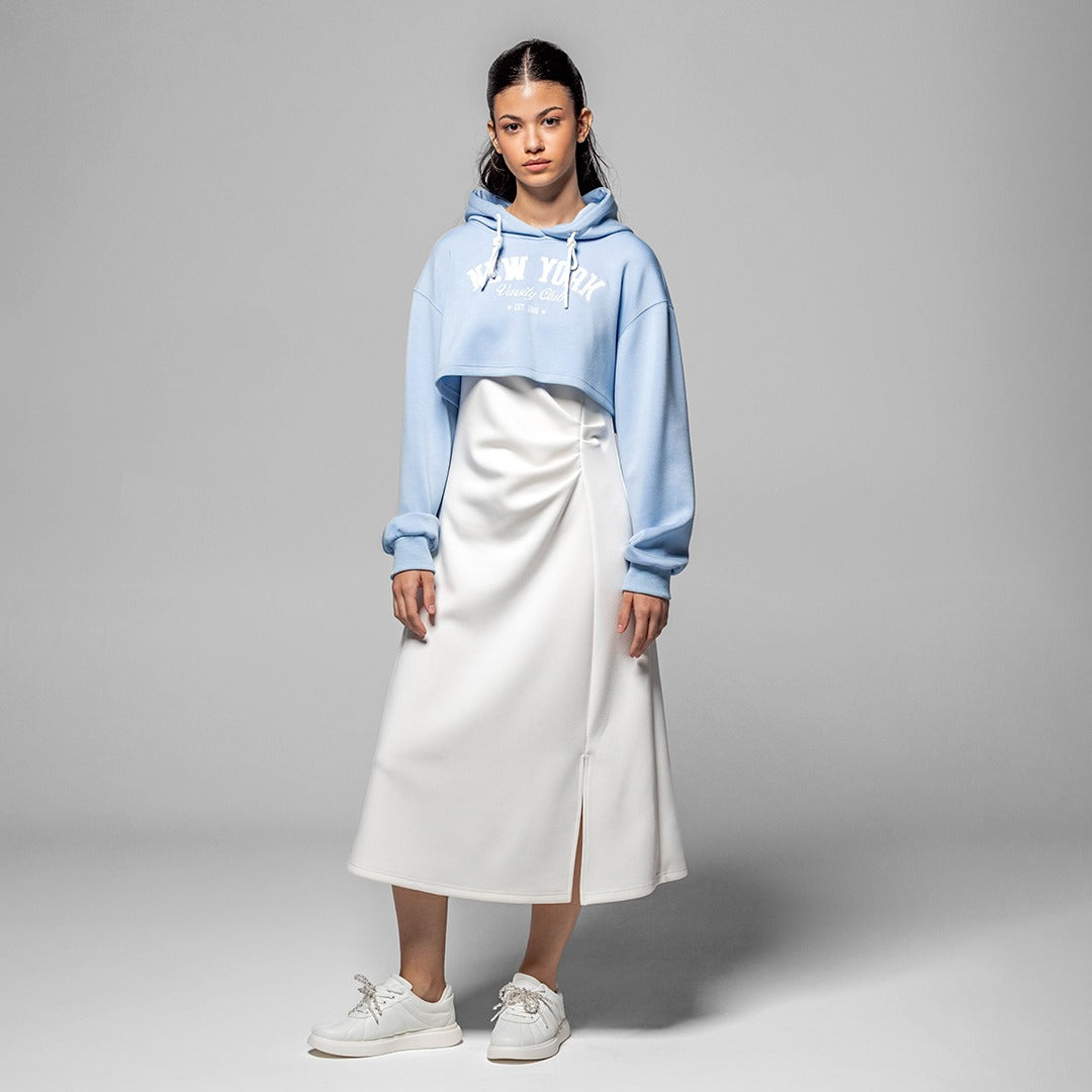 Hope Cropped Hoodie Dress Combo (2Pcs) Off White