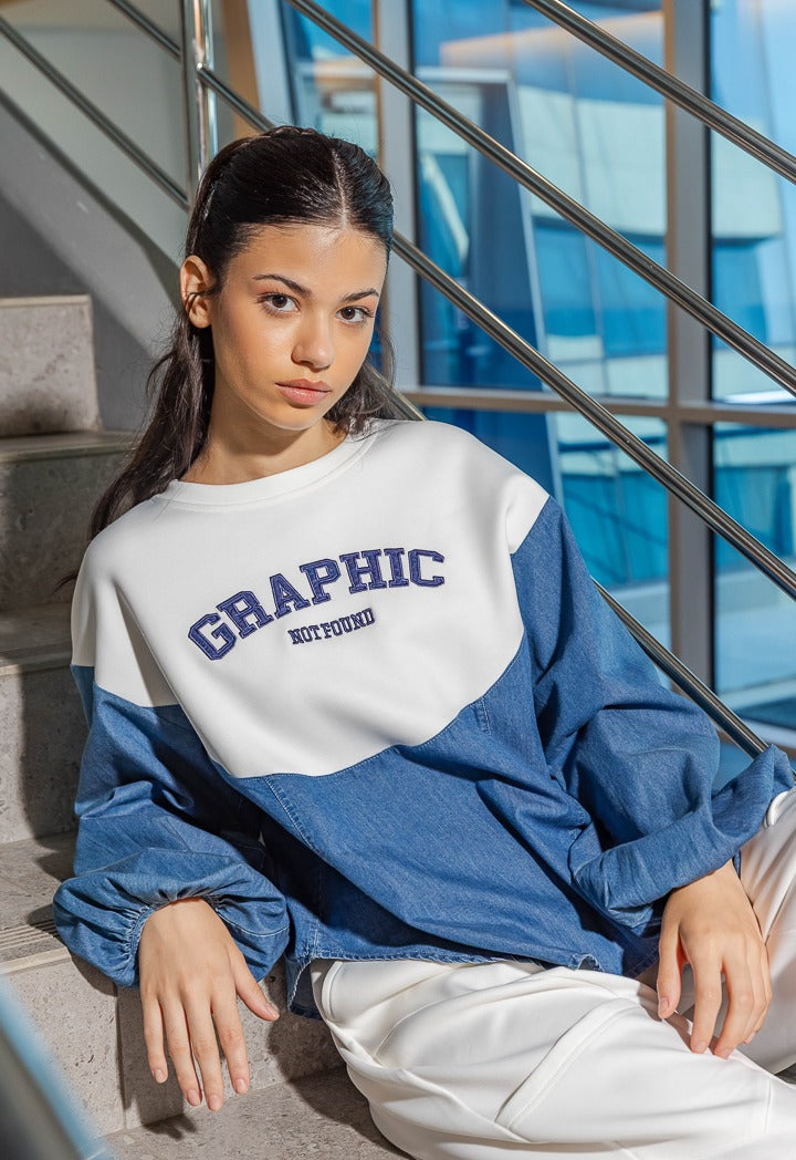 Hope Denim Detailed Sweater Denim Blue