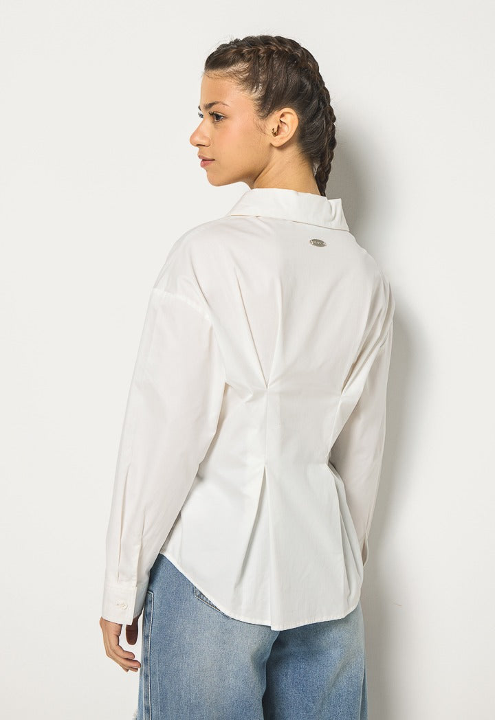 Hope Tie Corset Waist Shirt Off White