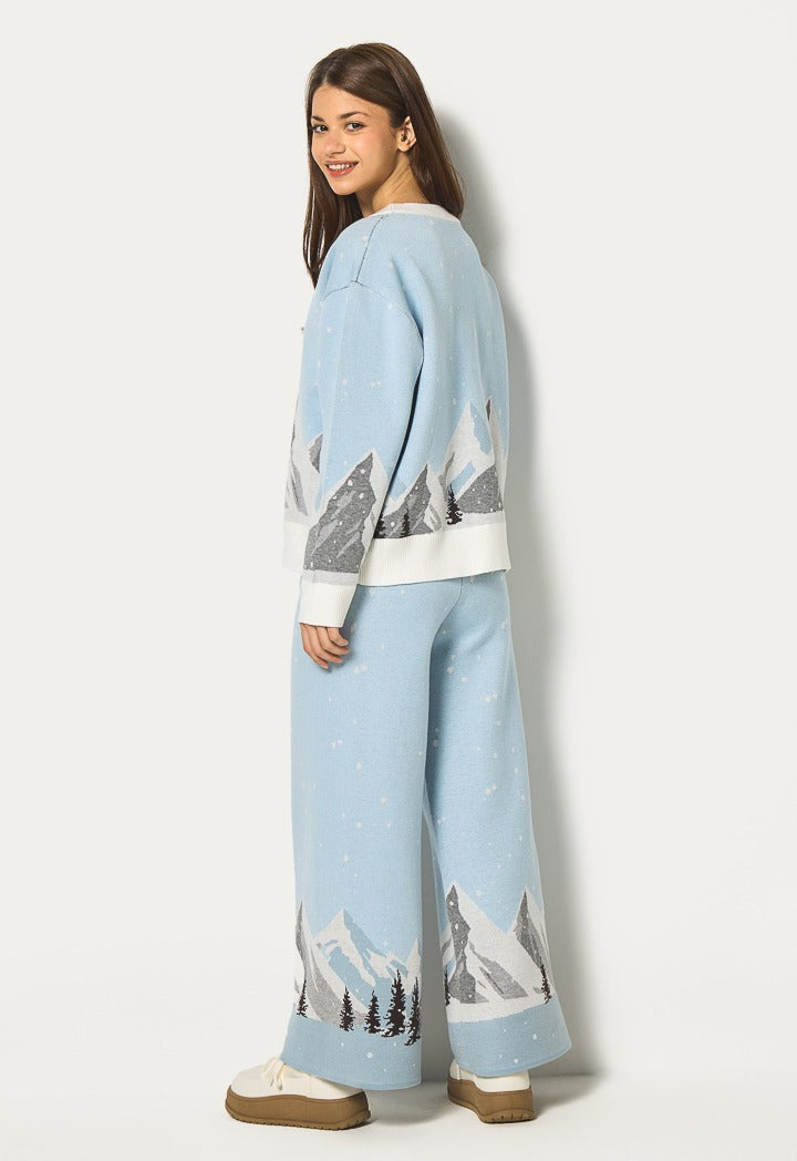 Hope Ribbed Hems Knitted Cardigan Light Blue