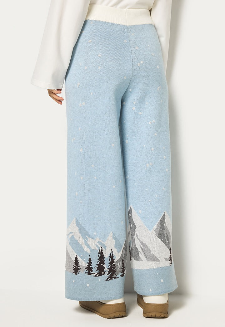 Hope Knitted Wide Legs Trouser Light Blue