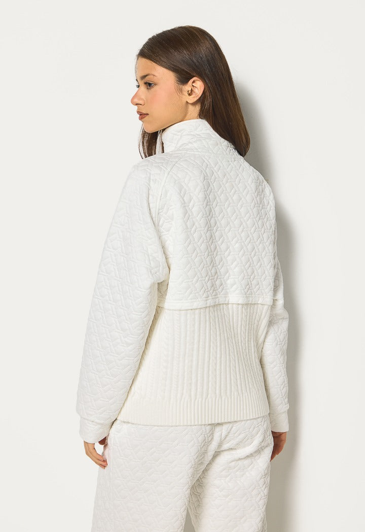 Hope High Neck Quilted Sweatshirt Off White